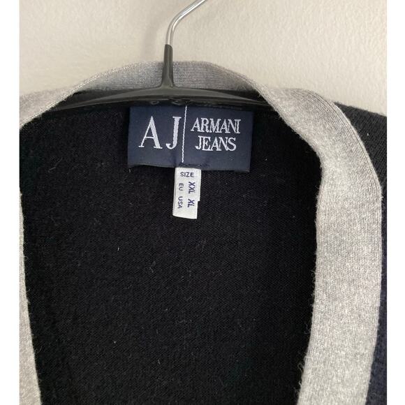 Armani Exchange Junior XL V-neck Navy Gray Color Block Button-up Cardigan - Picture 4 of 6